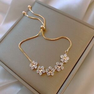 Gold Floral Charm Bracelet